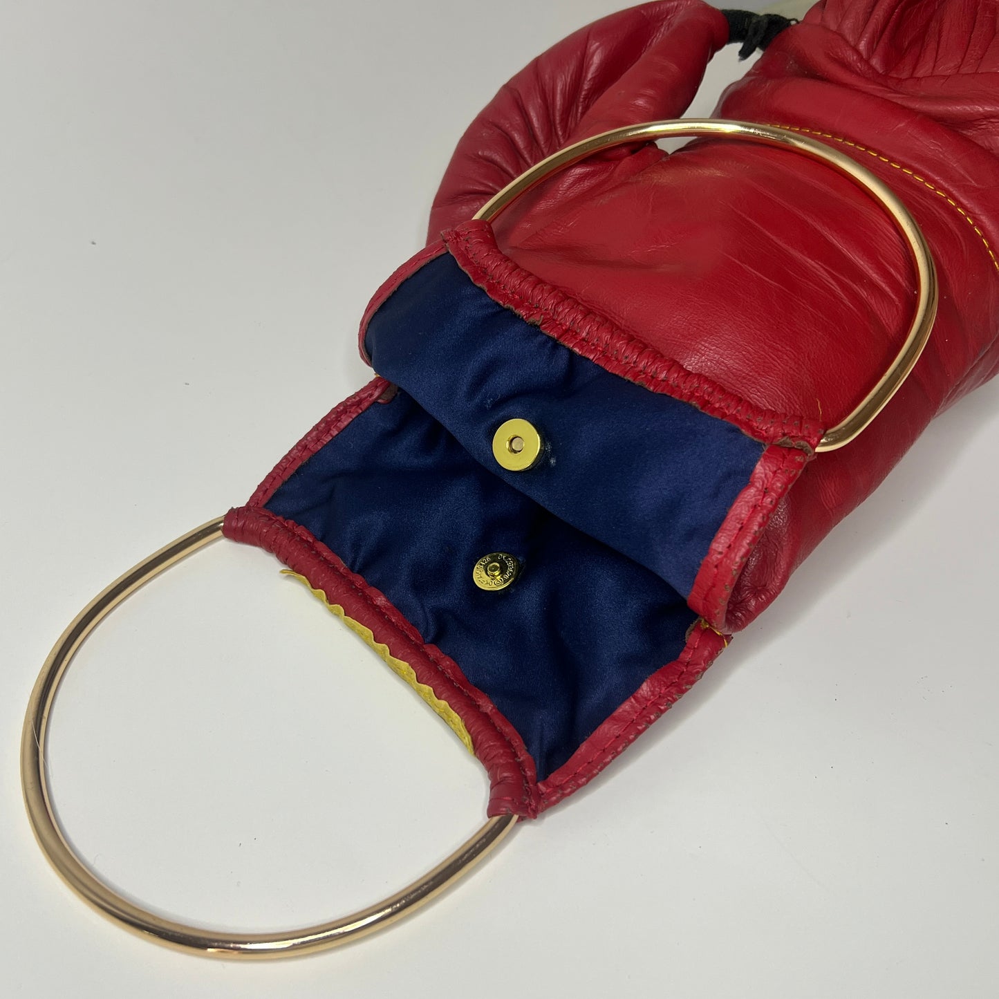 Vintage Genuine Leather Gold Handle