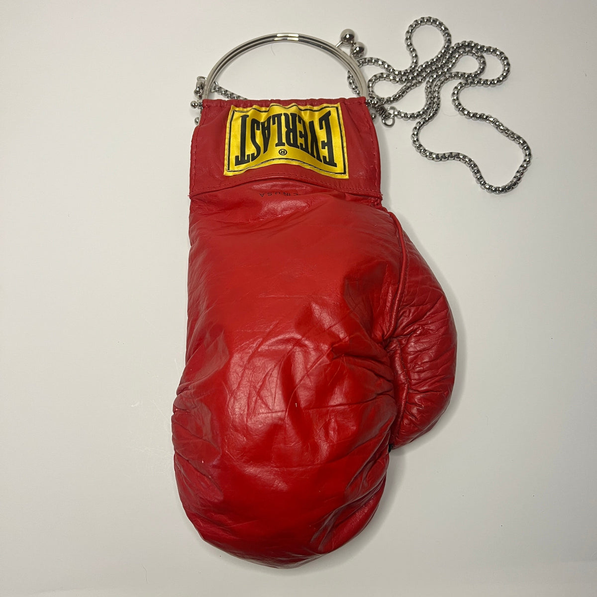 Vintage Genuine Leather with Silver Hardware and 47 Inch Chain