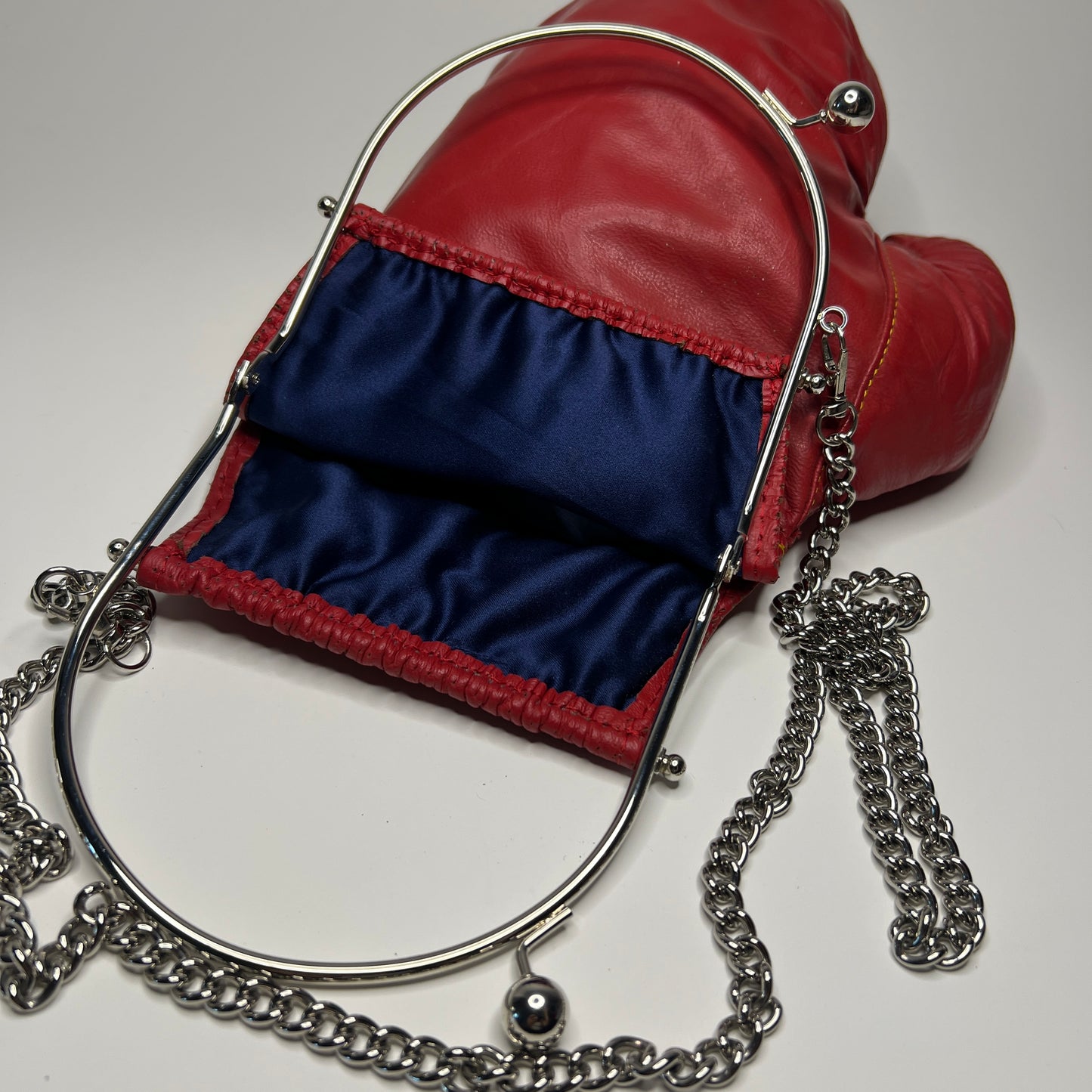 Vintage Genuine Leather, Silver Hardware with 38 Chain