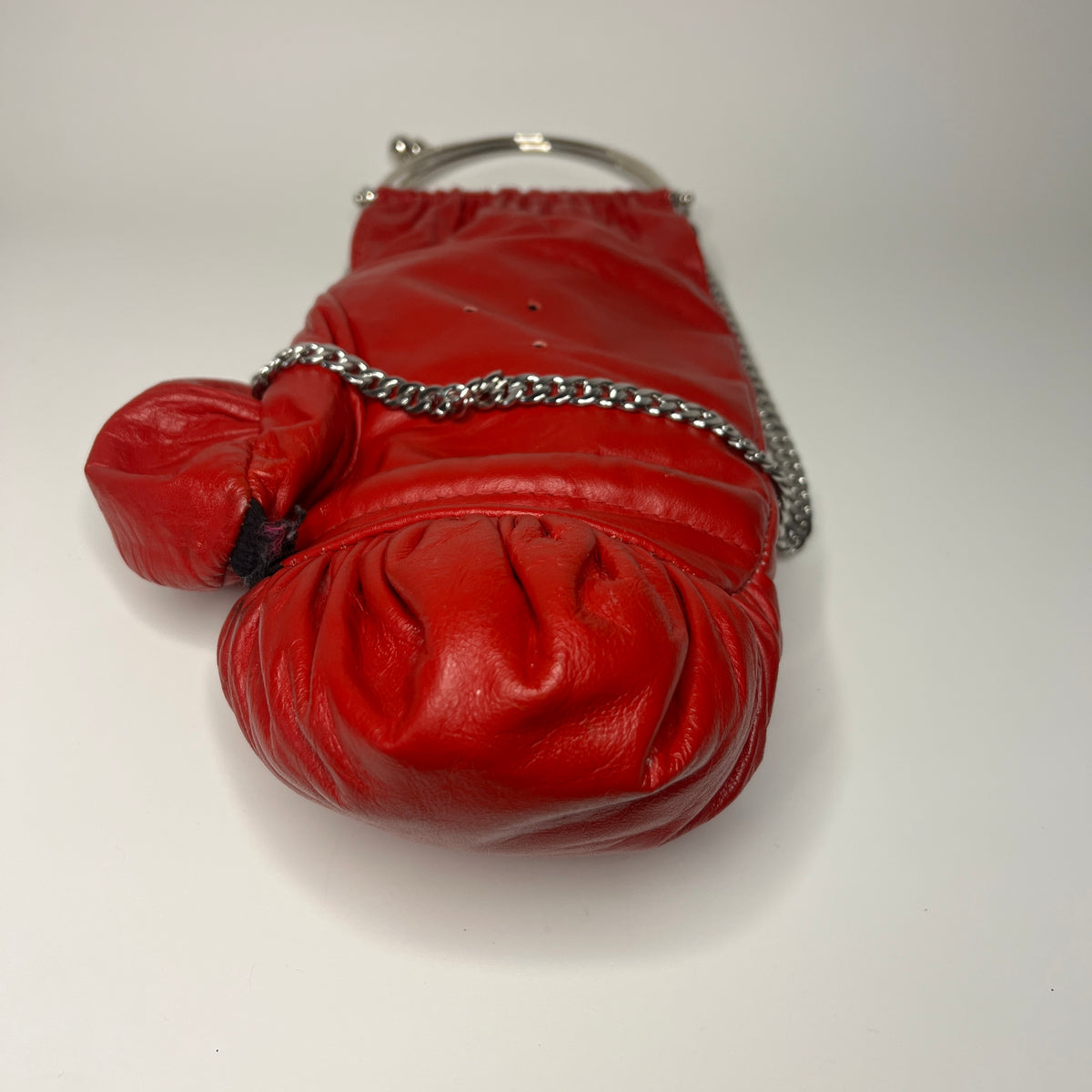 Vintage Genuine Leather with Silver Hardware and 25 Inch Chain