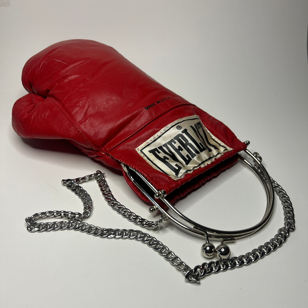 Vintage Genuine Leather with Silver Hardware and 25 Inch Chain