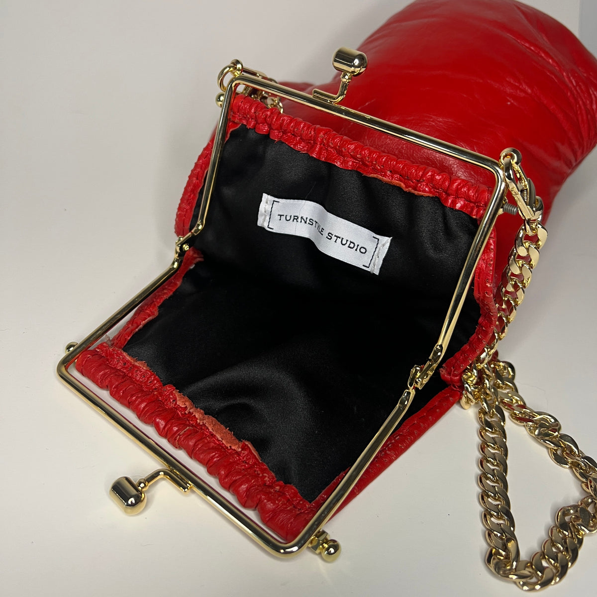 Vintage Genuine Leather, Gold Hardware with 20 Inch Chain
