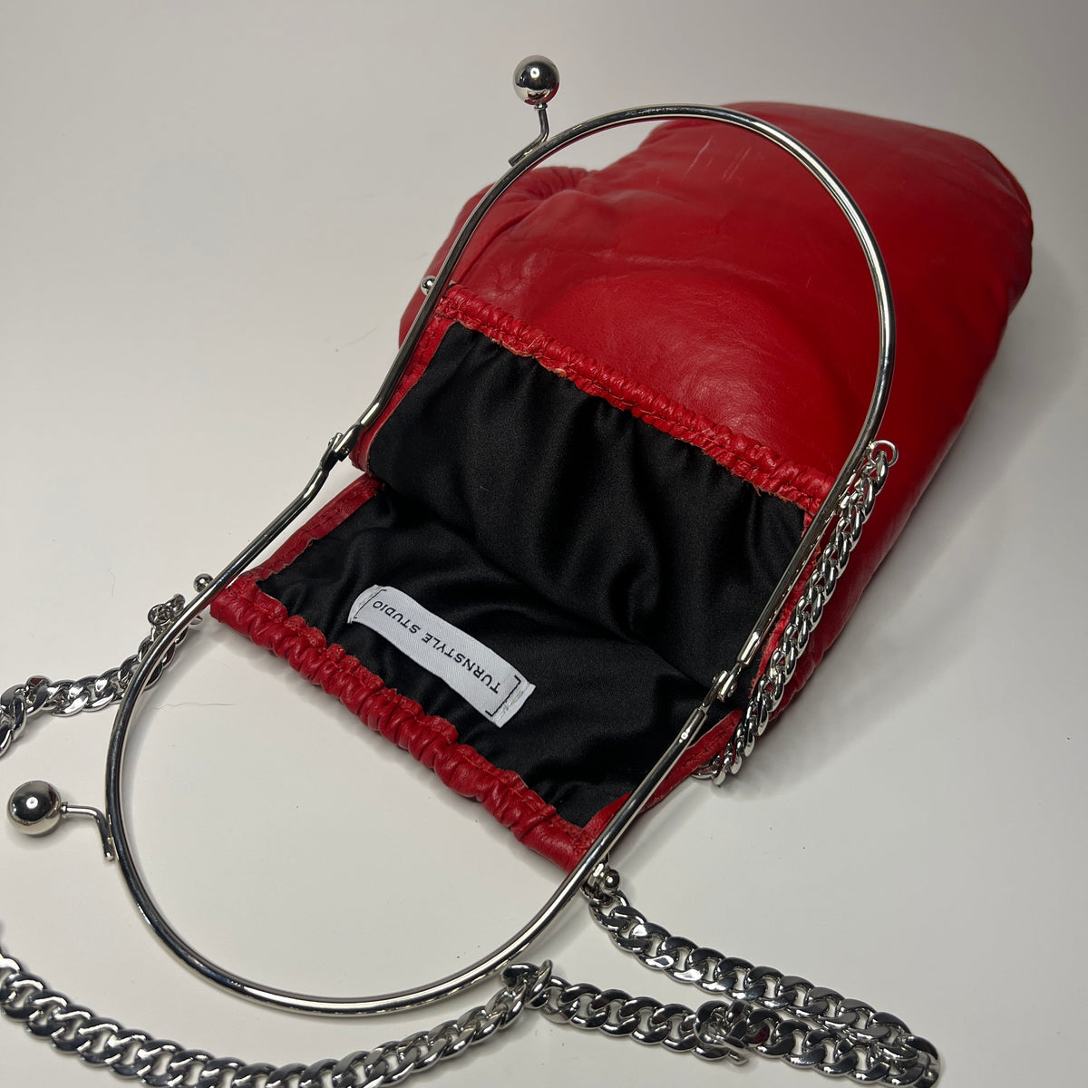 Vintage Genuine Leather with Silver Hardware and 25 Inch Chain