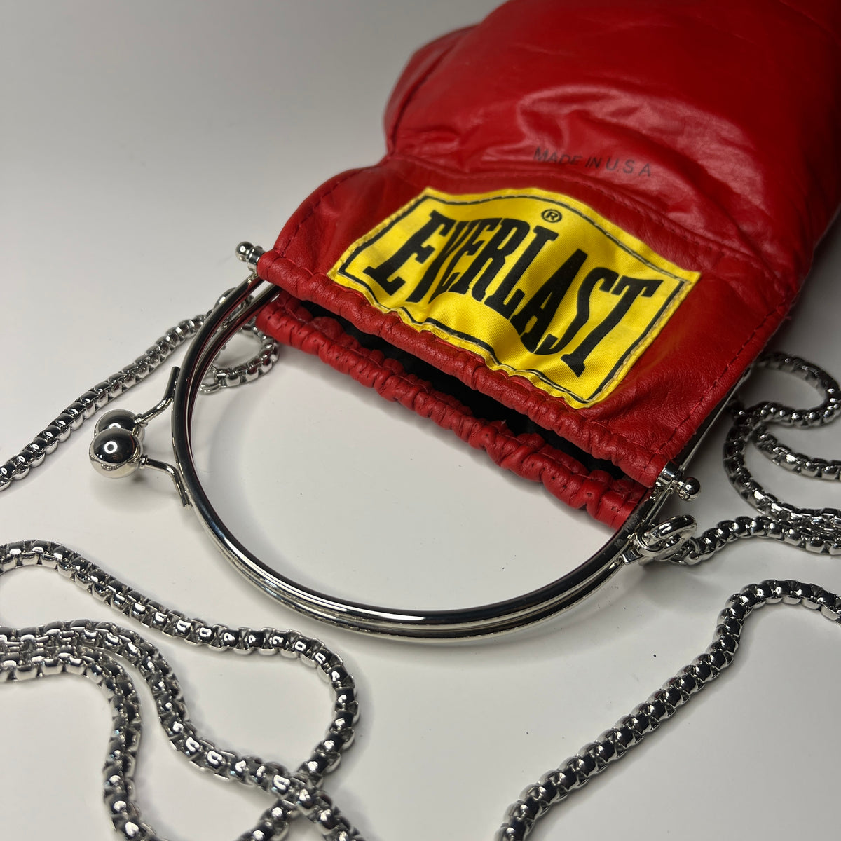Vintage Genuine Leather with Silver Hardware and 47 Inch Chain