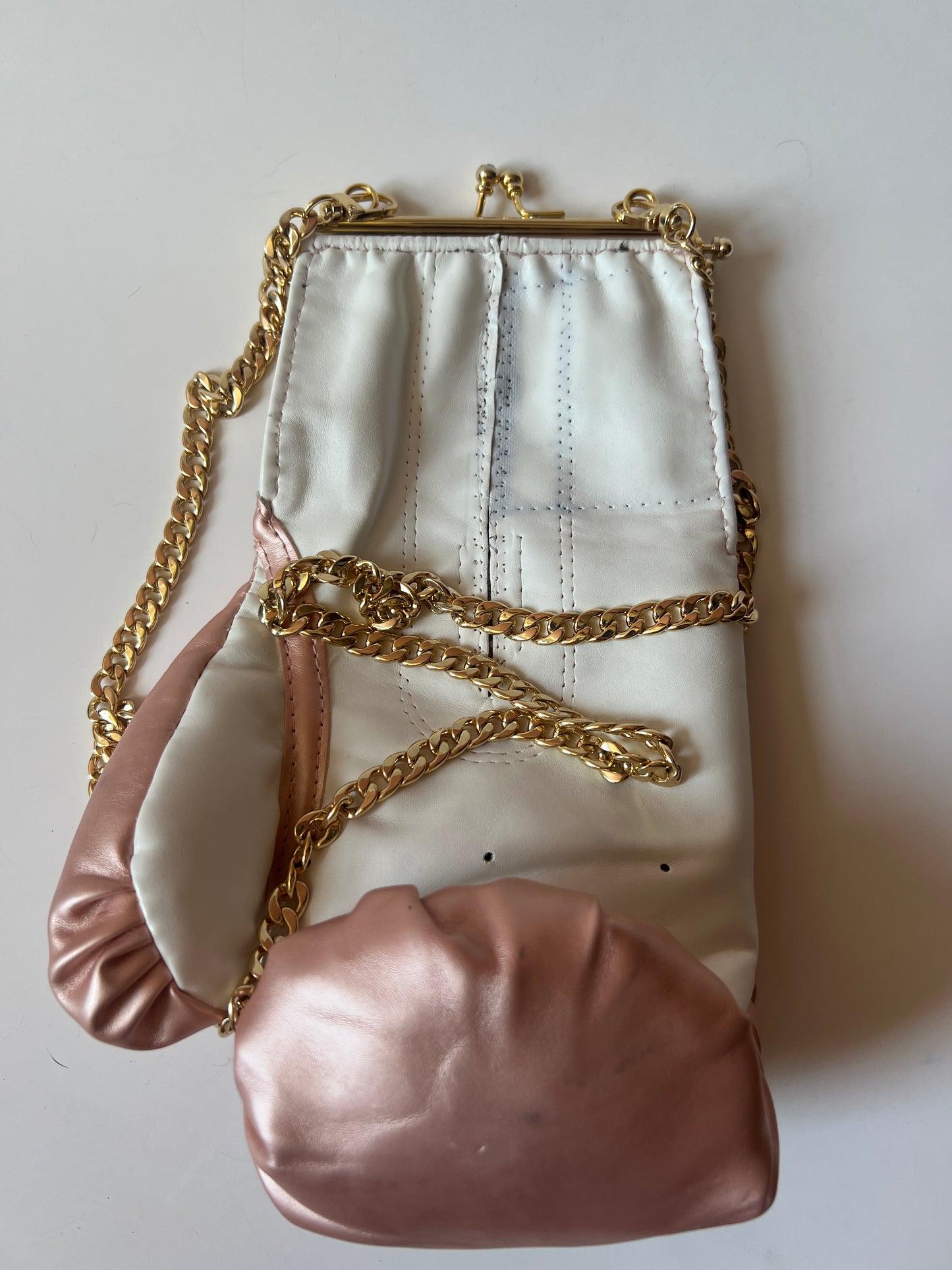 Light Pink Punching Bag With Crossbody Chain