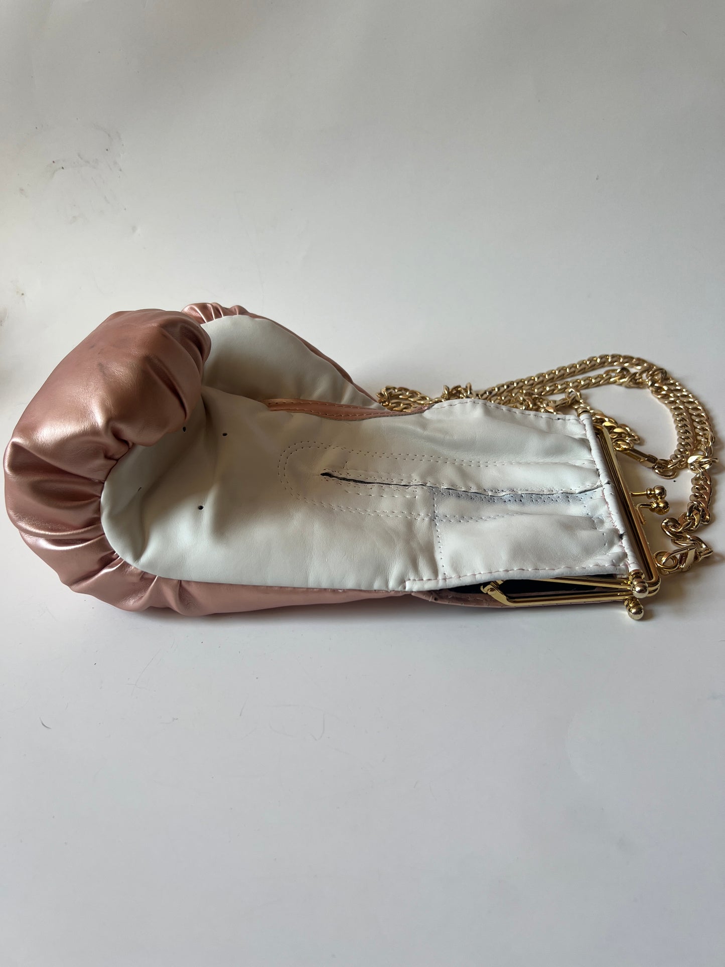 Light Pink Punching Bag With Crossbody Chain