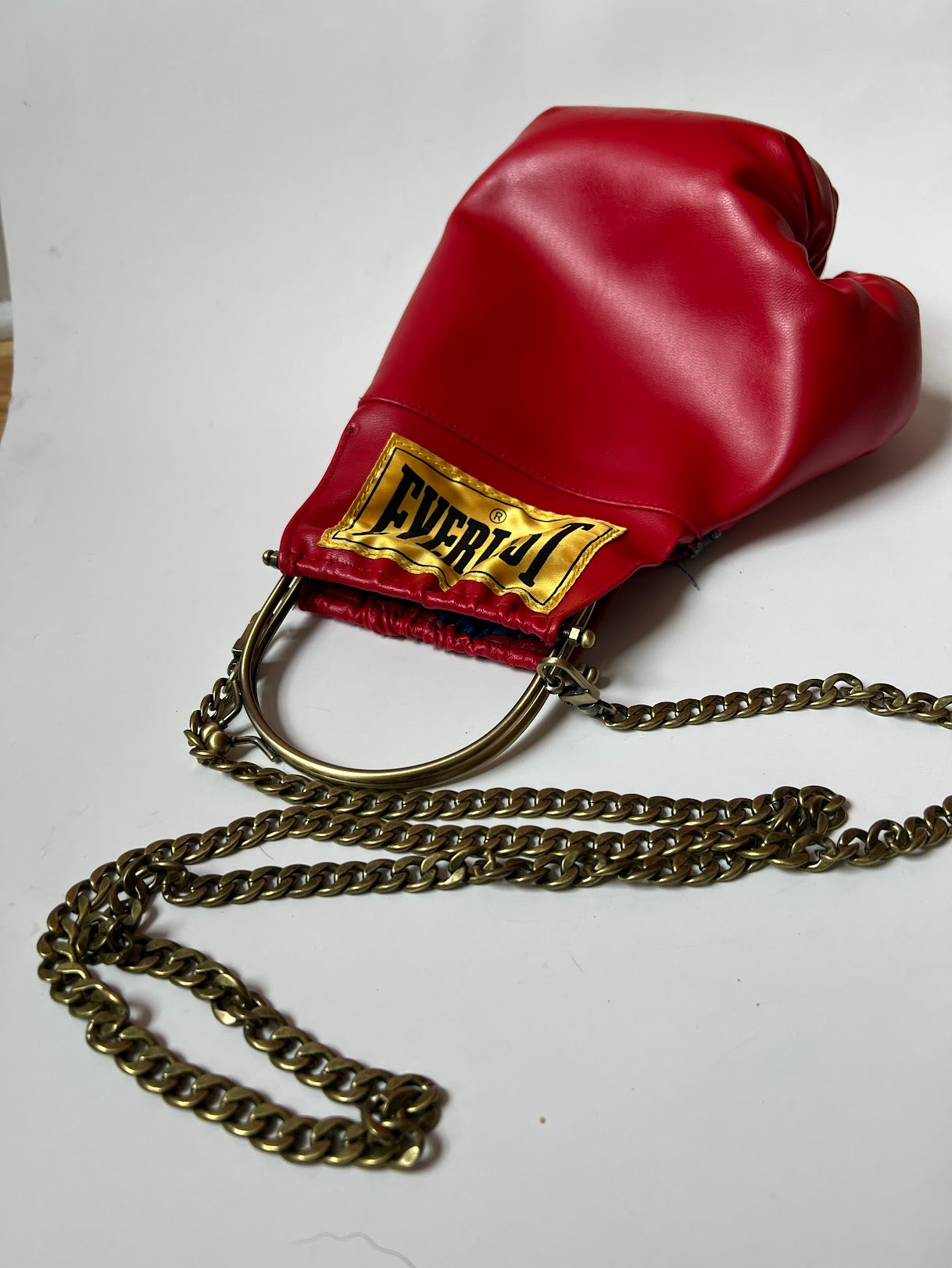 Punching bag with Brass Handle and Crossbody Chain