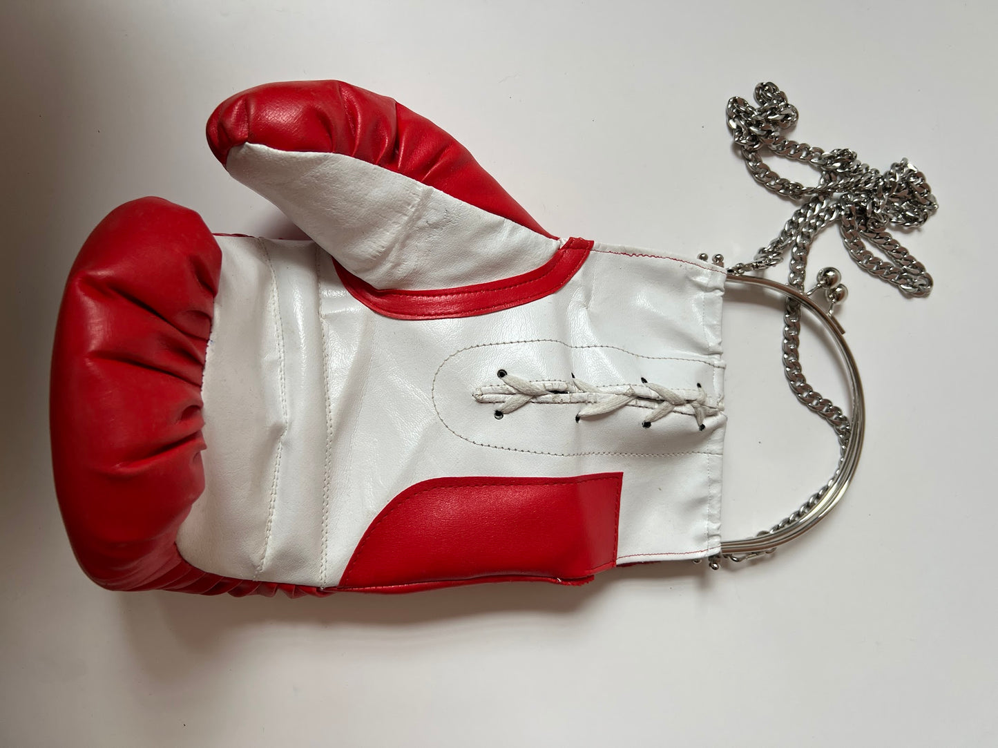 Punching Bag with Silver Handle and Crossbody Chain