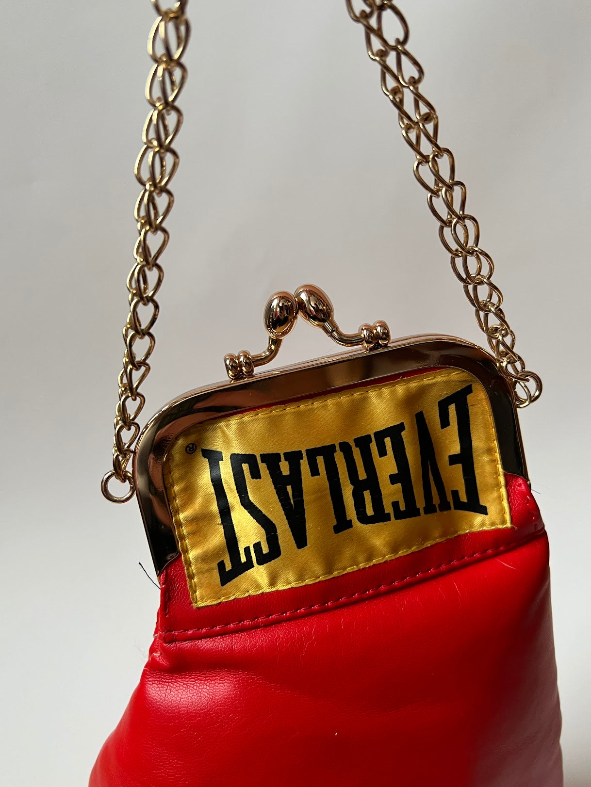 Punching Bag with Short Light Gold Chain