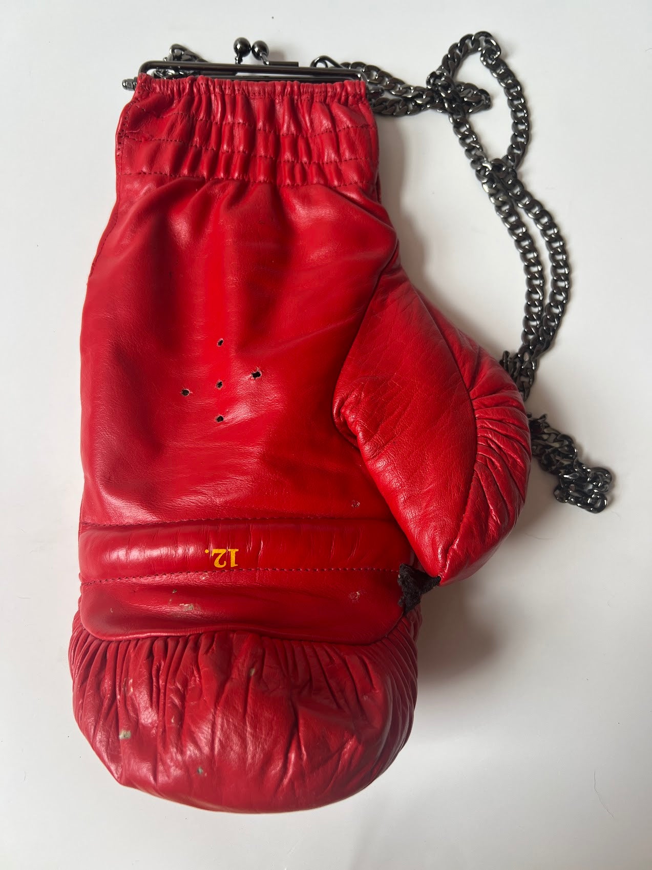 Genuine Leather Punching Bag with Gunmetal Chain